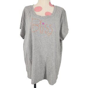 Women's June & Daisy "Bliss" T-shirt XL Flower Grey Short Sleeve Top Lounge Wear